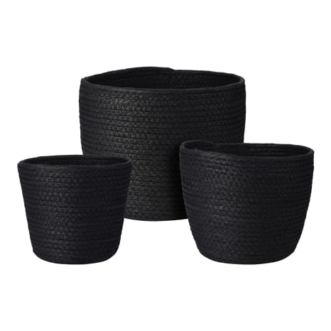 Image of H & S Collection Black Woven Paper Baskets, Set of 3