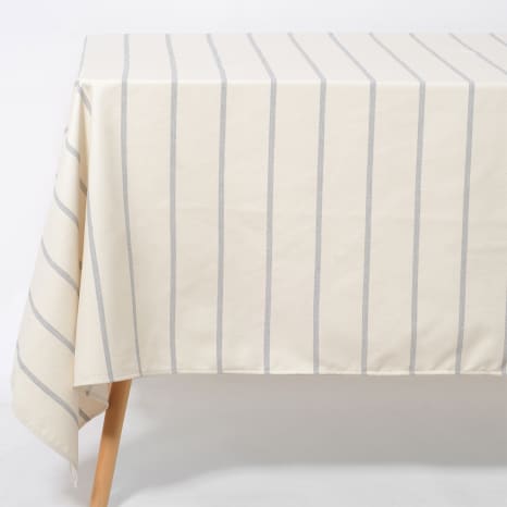 Image of DSA Abigail Val Grey Stripe Cotton Tablecloth