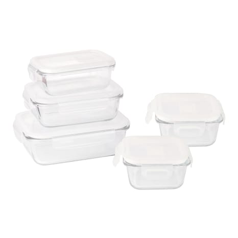 Image of Pebbly Glass Food Containers, Set of 5