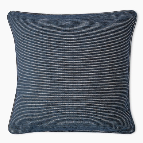 Image of Thread Office Blue Ticking Stripe Chenille Scatter Cushion Cover, 60cm x 60cm