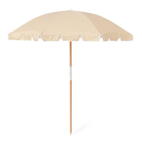Image of Sunnylife Mango Bay Golden Mustard Stripe Beach Umbrella