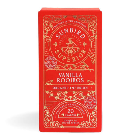 Image of Sunbird Rooibos Organic Vanilla Rooibos Tea Bags, Pack of 20