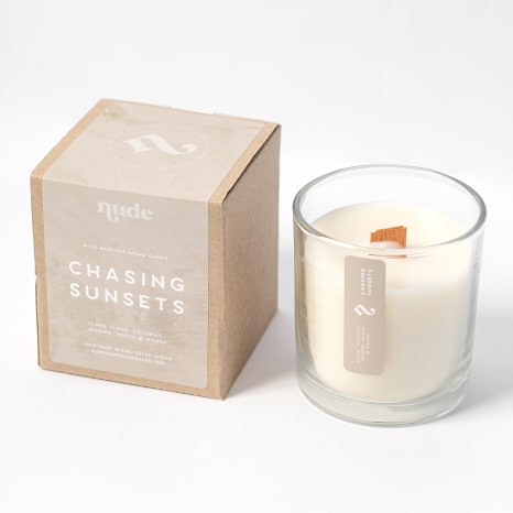 Image of Nude Home Fragrances Chasing Sunsets Wood Wick Candle, 300ml