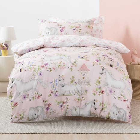 Image of Linen House Unicorn Blossom Duvet Cover Set