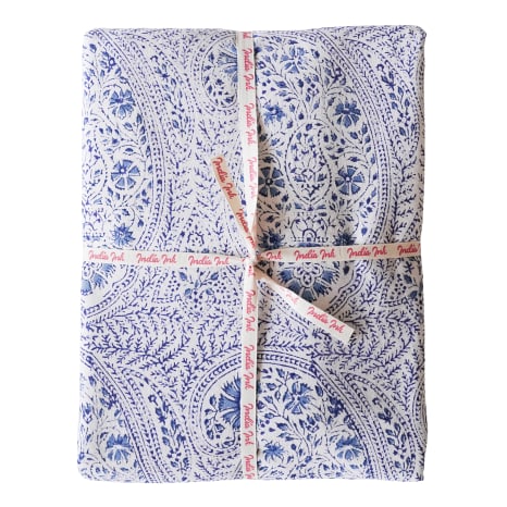 Image of India Ink Delicate Paisley Blue Tablecloth