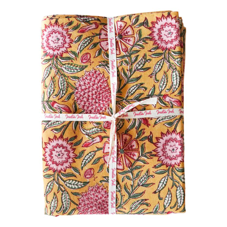 Image of India Ink Floral Orchid Mustard Tablecloth