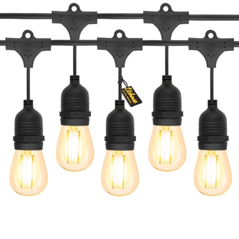 Image of Litehouse Traditional Plug-In LED Festoon Outdoor Bulb String Lights, 10m