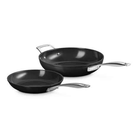 Image of Le Creuset Essential Ceramic Non-Stick Shallow & Deep Frying Pans, Set of 2