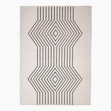 Image of Thread Office Black & White Diamond Handwoven Wool Rug, 170cm x 240cm