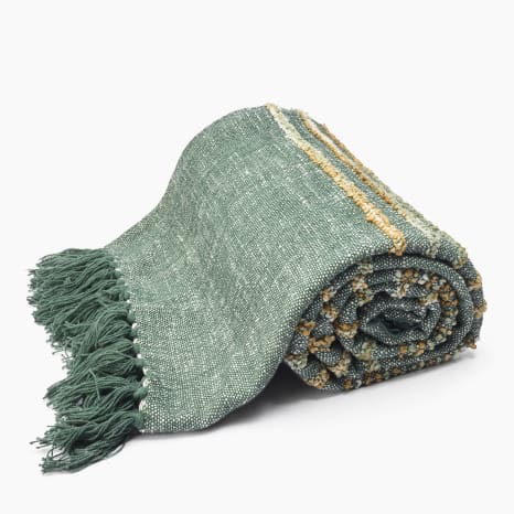Image of Thread Office Moss Stripe Throw, 140cm x 180cm