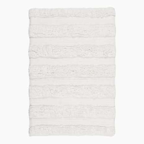 Image of Thread Office White Highlow Stripe Bath Mat, 60cm x 90cm
