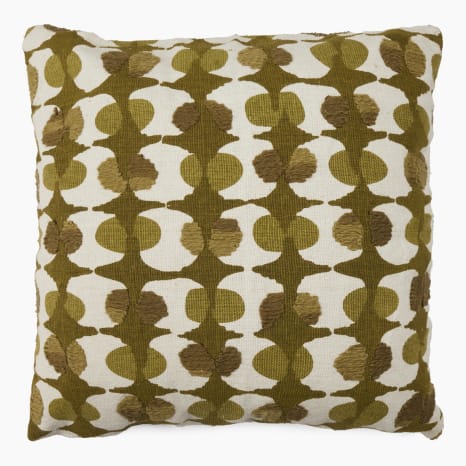 Image of Thread Office Green Embroidered Cells Scatter Cushion with Feather Blend Inner, 60cm x 60cm