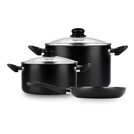 Image of Sagenwolf Titan Lite Non-Stick Cookware Set with Glass Lids, 3-Piece