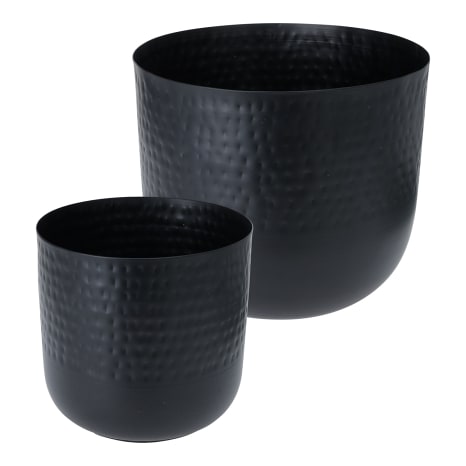 Image of Thread Office Black Hammered Black Planters, Set of 2