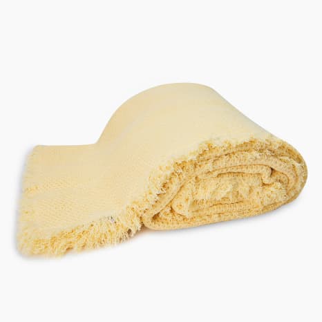 Image of Thread Office Butter Yellow Waffle Throw, 180cm x 200cm