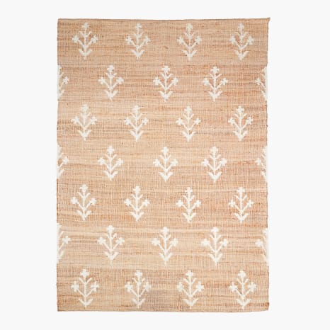 Image of Thread Office Block Flower Jute & Wool Area Rug, 160cm x 230cm