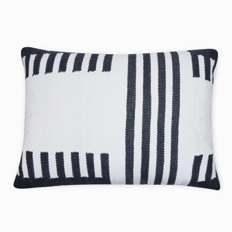 Image of Thread Office Monochrome Woven Track Scatter Cushion with Feather Blend Inner, 50cm x 70cm