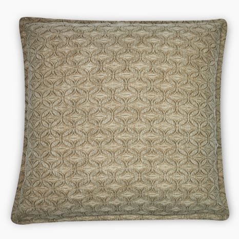 Image of Thread Office Pistachio Geo Jacquard Stonewash Scatter Cushion with Feather Blend Inner, 50cm x 50cm