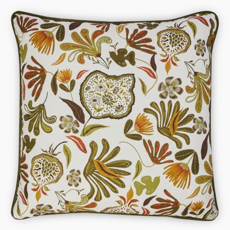 Image of Thread Office Green Aubrey Printed Scatter Cushion with Feather Blend Inner, 60cm x 60cm