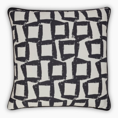 Image of Thread Office Black Lyra Printed Scatter Cushion with Feather Blend Inner, 60cm x 60cm