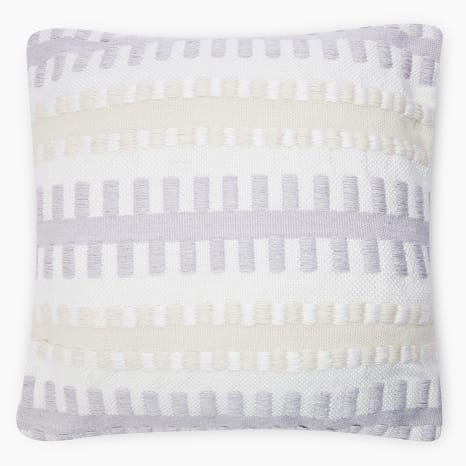 Image of Thread Office Neutral Track Stripe Scatter Cushion with Feather Blend Inner, 60cm x 60cm