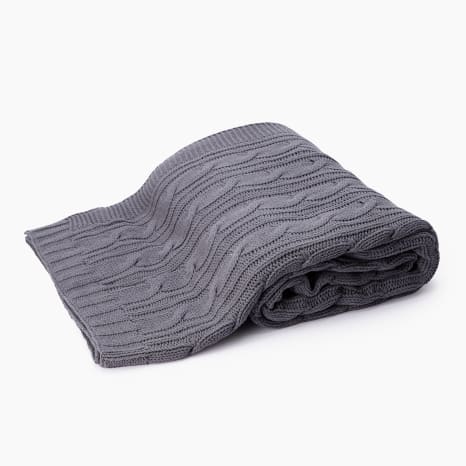 Image of Thread Office Charcoal Cable Knitted Throw, 180cm x 200cm