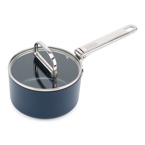 Image of Joseph Joseph Space Ceramic Non-Stick Saucepan with Glass Lid and Folding Handle