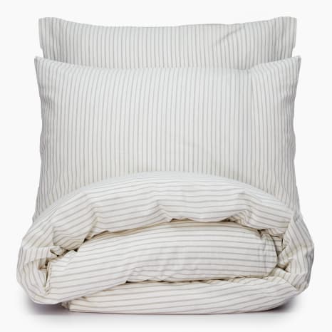 Image of Thread Office Natural Yarn Dye Reversible Stripe Duvet Cover Set