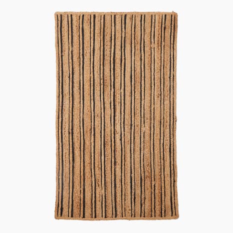 Image of Thread Office Black Stripe Braided Jute Runner, 80cm x 150cm