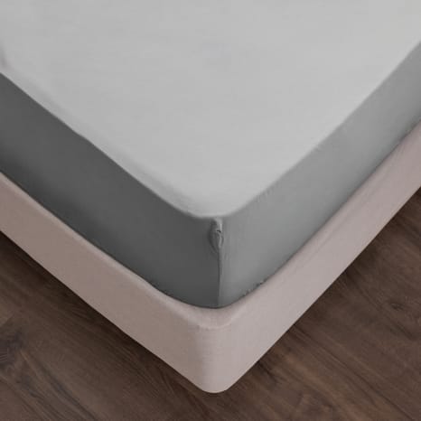 Image of Thread Office Light Grey Washed Cotton Fitted Sheet
