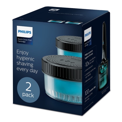 Image of Philips Quick Cleaning Pod Cartridge for Series 5000/7000/9000 Electric Shavers, 2 Pack