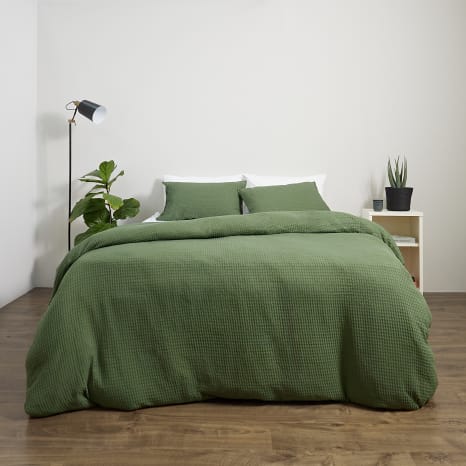 Image of Thread Office Deep Green Kashmir Waffle Duvet Cover Set