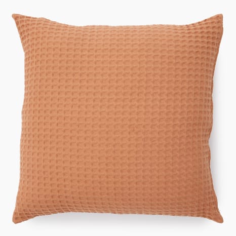 Image of Thread Office Tan Waffle Scatter Cushion with Feather Blend Inner, 60cm x 60cm