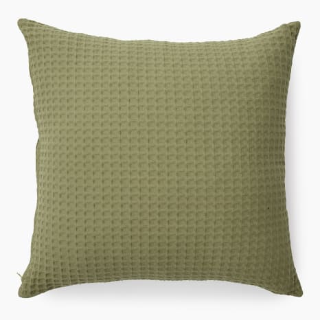 Image of Thread Office Sage Waffle Scatter Cushion with Feather Blend Inner, 60cm x 60cm
