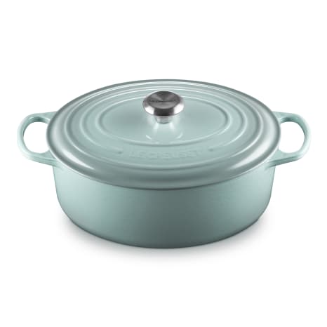 Image of Le Creuset Sea Salt Signature 6.3 Litre Oval Cast Iron Casserole, 31cm
