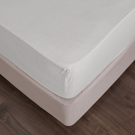 Image of Thread Office Grey Yarn Dye Stripe Fitted Sheet