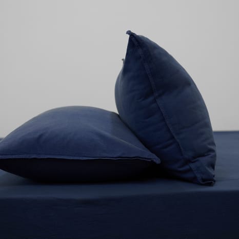 Image of Thread Office Navy Washed Cotton Pillowcases, Set of 2