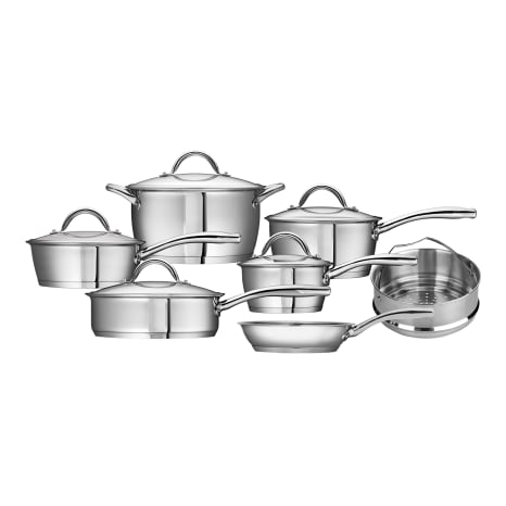 Image of Tramontina Stainless Steel Cookware Set with Tri-Ply Base, 12-Piece