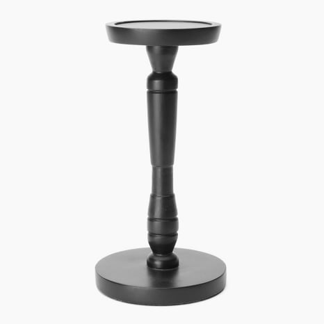 Image of Thread Office Tall Black Wooden Pillar Candle Holder