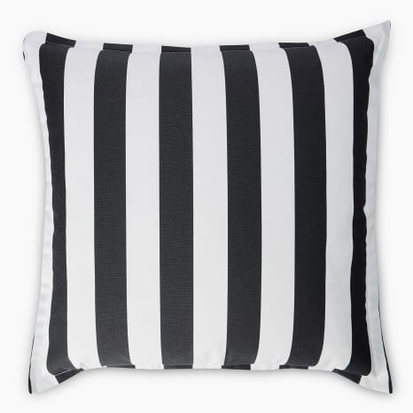 Image of Thread Office Black Listado Stripe Outdoor Scatter Cushion with Feather Blend Inner, 60cm x 60cm