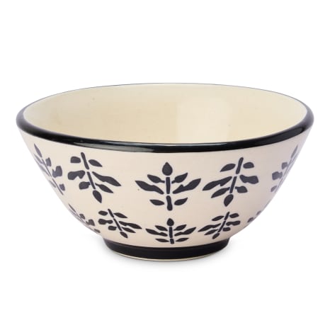 Image of Humble & Mash Black Floral Serving Bowl, 16.5cm