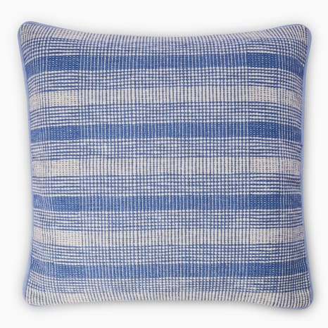 Image of Thread Office Blue Check Scatter Cushion with Feather Blend Inner, 60cm x 60cm