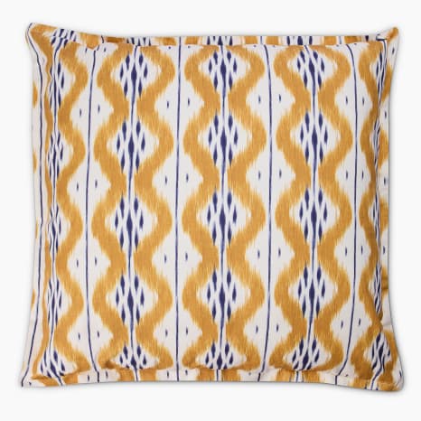 Image of Thread Office Yellow Tivra Printed Scatter Cushion Cover, 60cm x 60cm