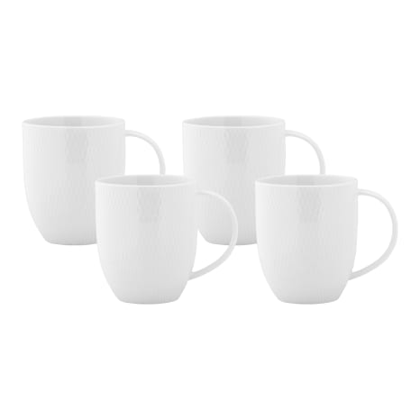 Image of Maxwell & Williams White Basics Diamonds Porcelain Coupe Mugs, Set of 4