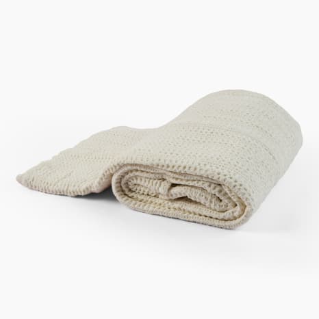 Image of Thread Office Winter White Stonewash Waffle Throw, 180cm x 200cm