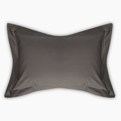 Image of Thread Office 400 Thread Count Charcoal Percale Weave Pillowcases with Oxford Edge, Set of 2