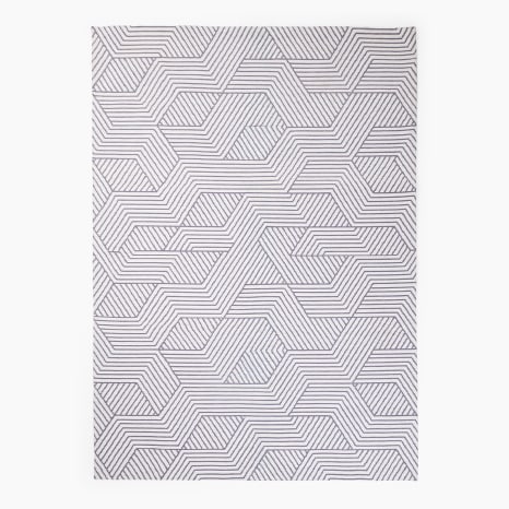 Image of Thread Office Black Lino Jacquard Chenille Area Rug, 160cm x 230cm