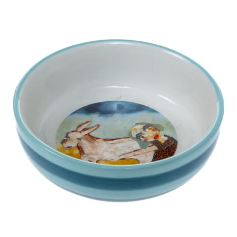 Image of Olivia Princess Hand-Painted Blue Nibble Bowls, Set of 4