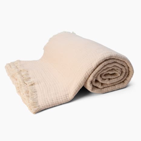 Image of Thread Office Peach Reversible Woven Fringe Throw, 180cm x 200cm