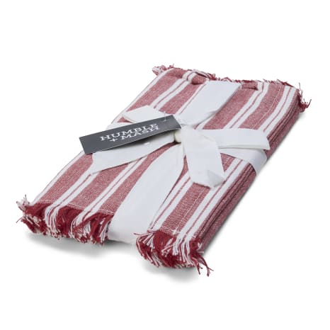 Image of Humble & Mash Woven Red Striped Napkins, Set of 2